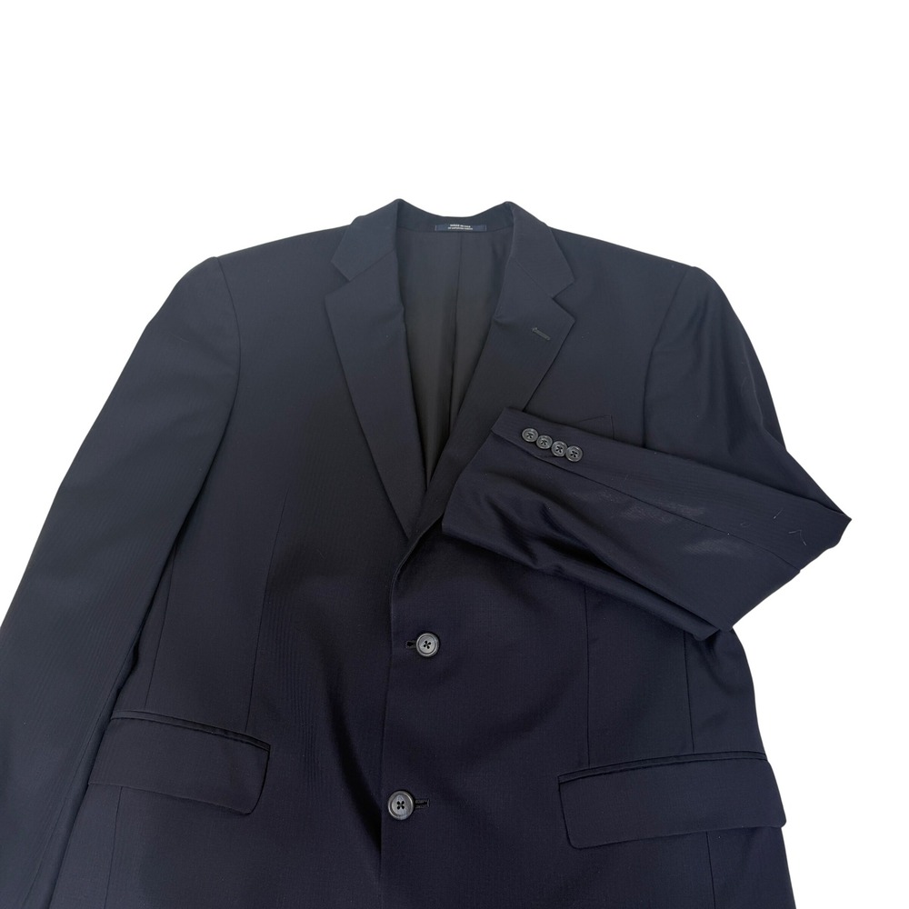 Two-Button Pinstripe Hart Schaffner Marx Blazer Navy Blue Made in USA Mens 42R